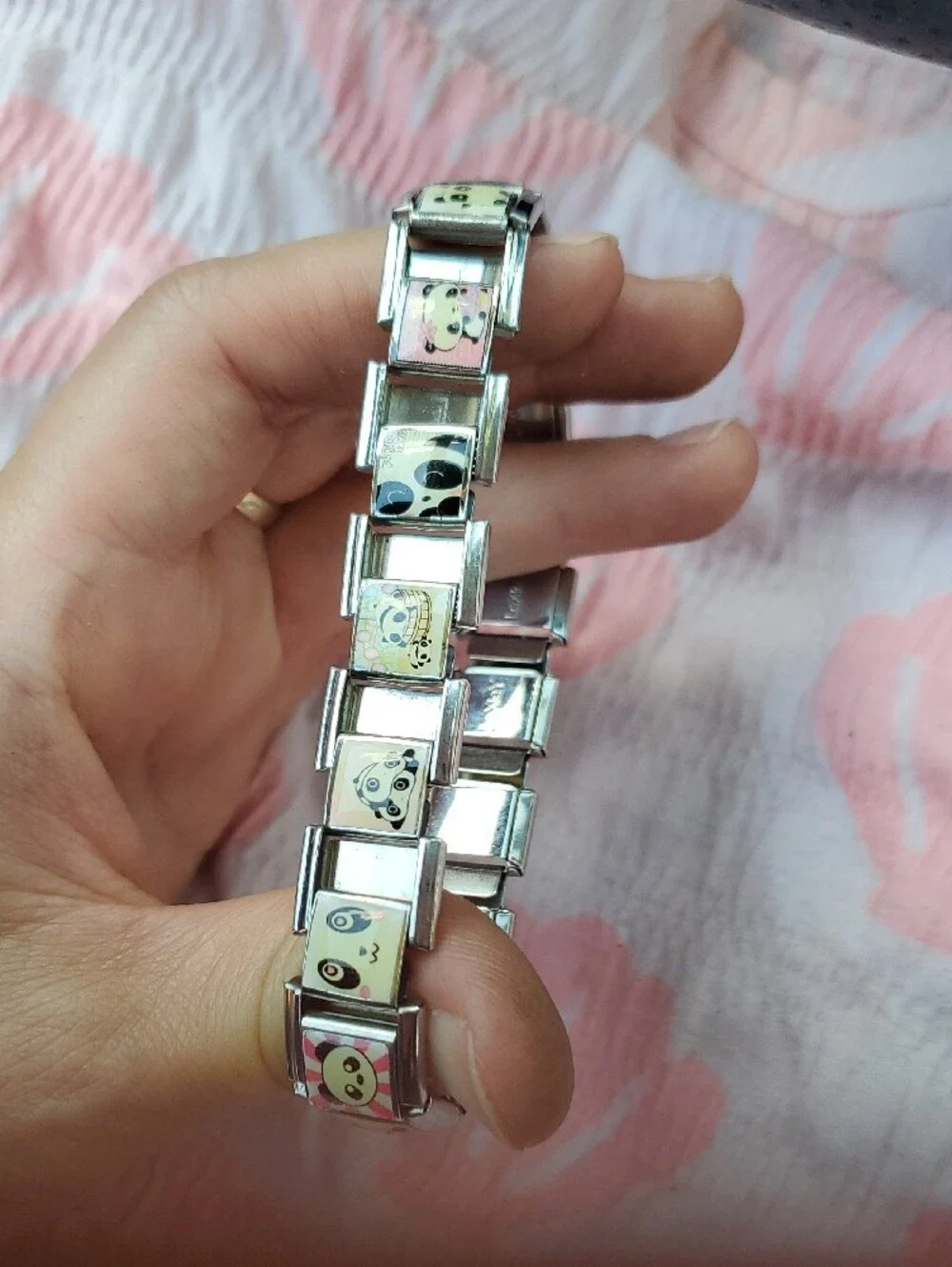 LeXleY Kids Panda Stretch Bracelet - Pink & Purple Accent, Adult Or Child